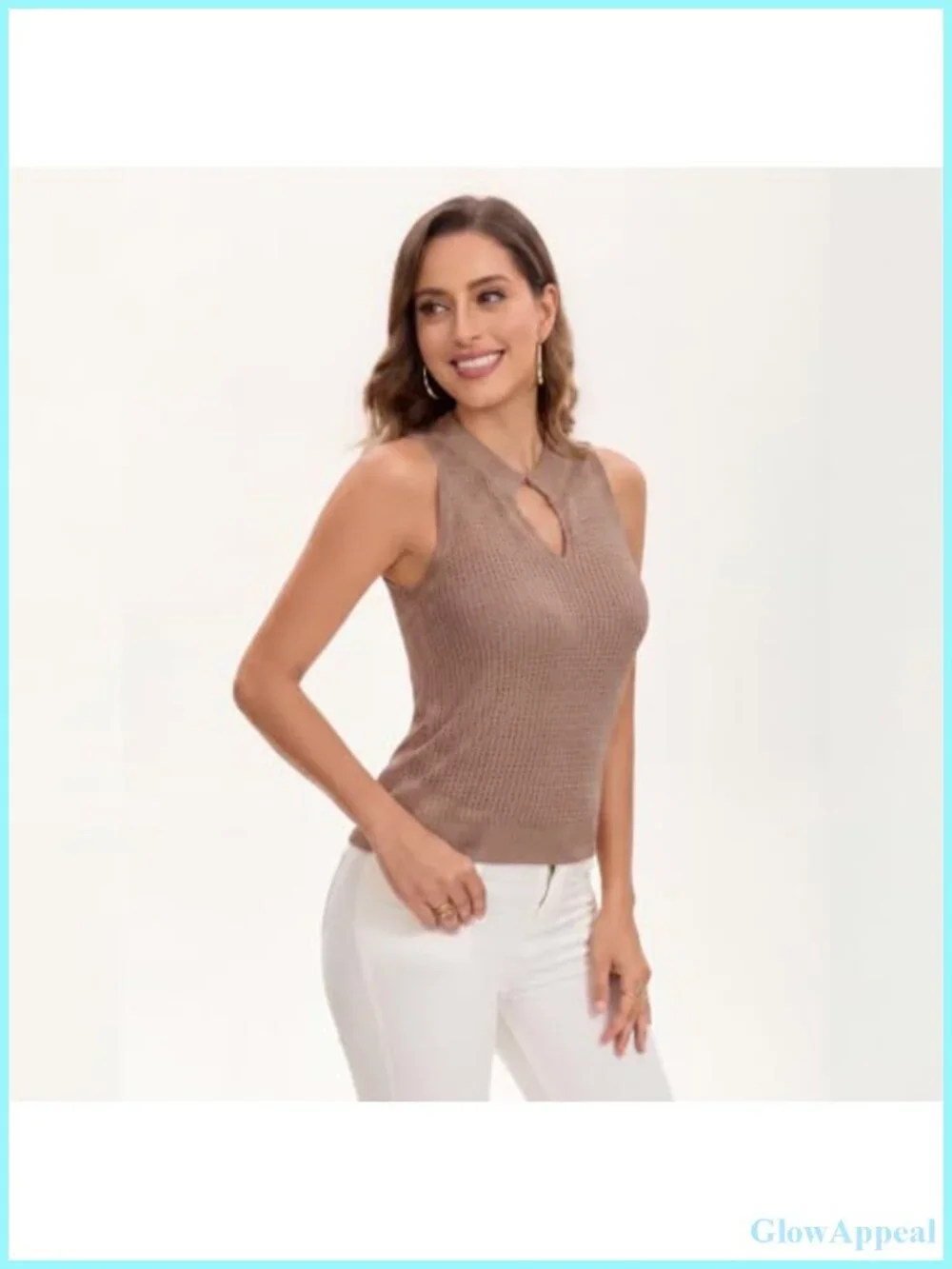 Sleeveless Eyelet Knit Sweater Vest Crop Tank Top Women Summer